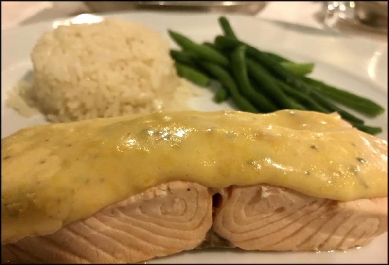 Salmon with dill sauce, rice and green beans. JACK CLEMONS PHOTO
